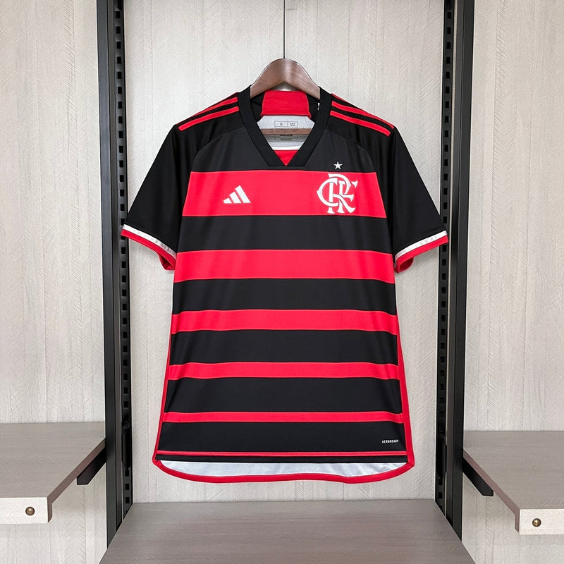 Camisa Nova do Flamengo I Home 2024 Torcedor Adidas Masculino 24/25 - Vermelho e Preto