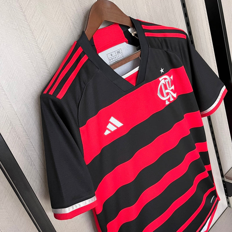 Camisa Nova do Flamengo I Home 2024 Torcedor Adidas Masculino 24/25 - Vermelho e Preto